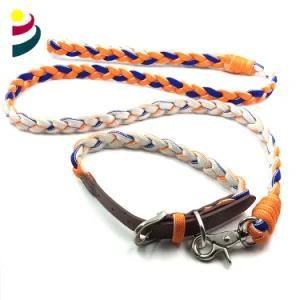 Nylon Strings Woven Double Color Dog Leash and Collar Dog Belt