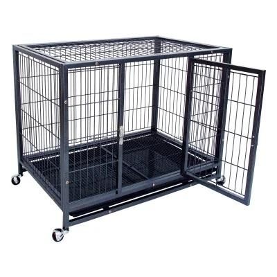 Hot Selling Large Square Tube Encryption Bottom Mesh Wire Dog Cage Kennel with Wheels Movable