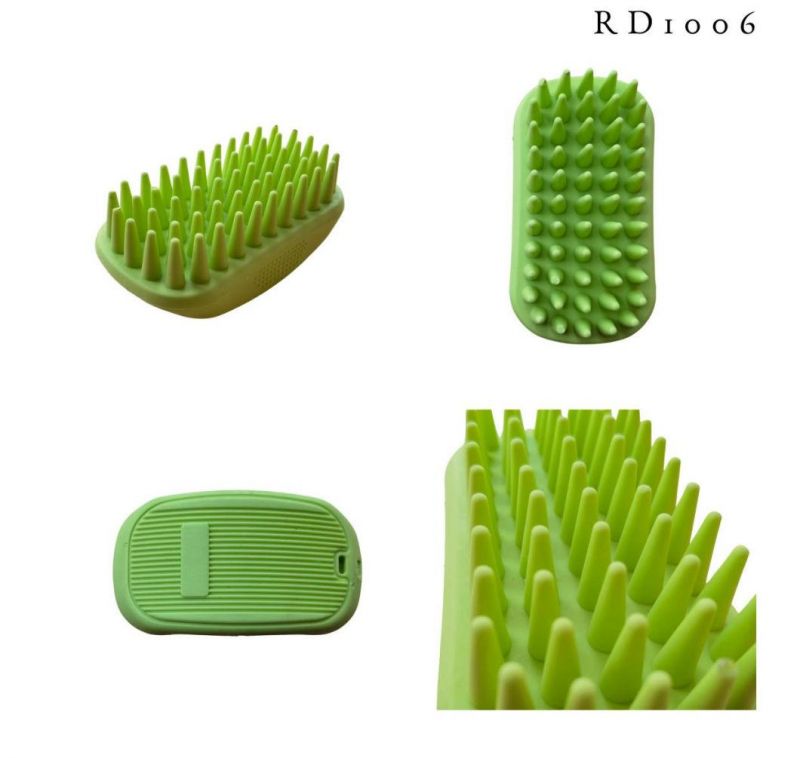 Silicone Soft Comfortable Grooming Pet Fur Remover Brush Green