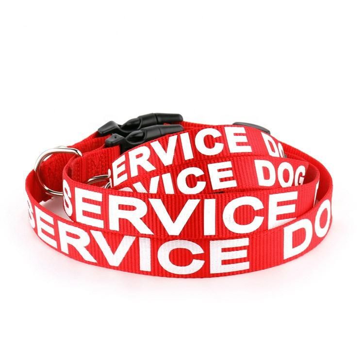 Custom Silk Printed Service Dog Collar with Service Dog or Support Dog or E. S. a Printed on Nylon Webbing