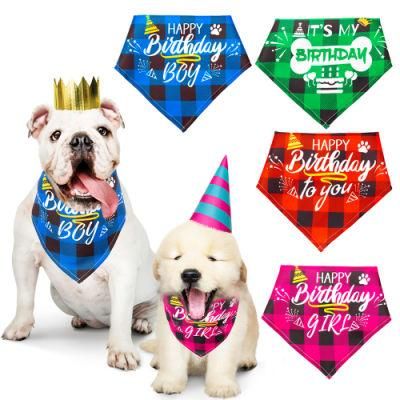 Pet Birthday Celebrate Scarf Washable Cotton Saliva Towel