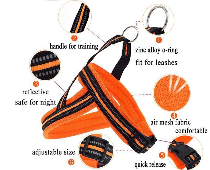 No Pull Comfortable Reflective Nylon Mesh Padded Dog Harness