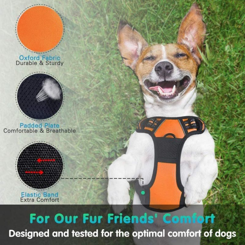 Adjustable Reflective Breathable Oxford Soft Dog Harness Easy Control Front Clip for Small Medium Large Dogs