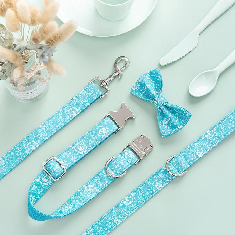 Custom High Quality Cotton Webbing Durable Beautiful Pattern Luxury Pet Supplies Leash Matched Dog Collar