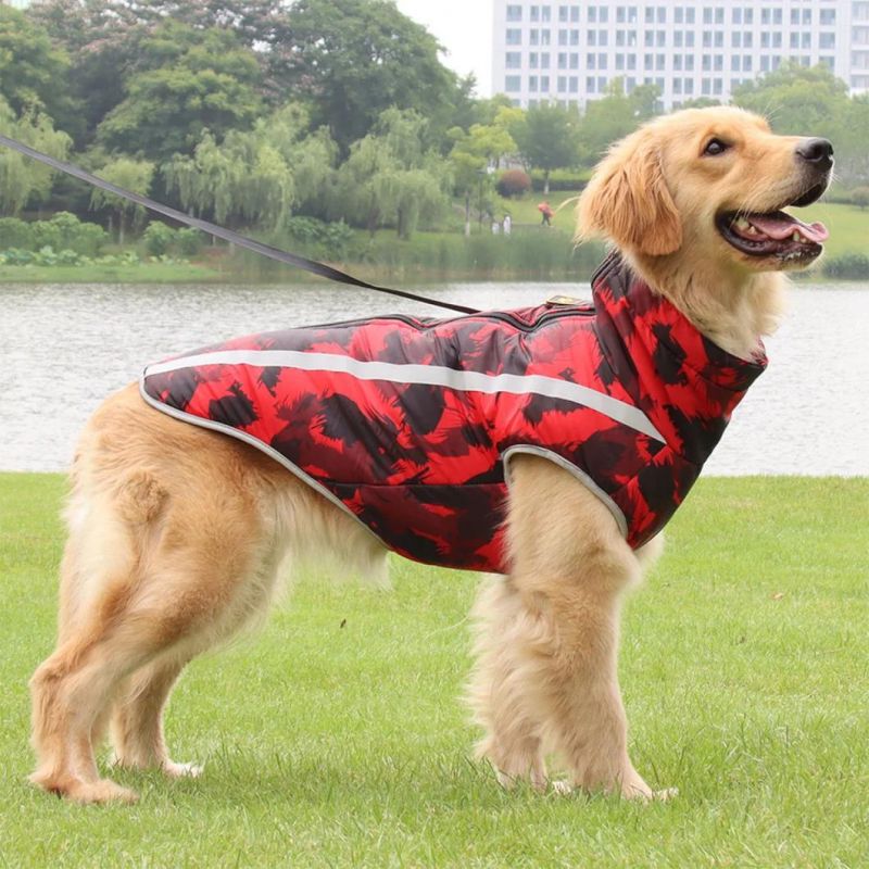 Blue Geometry Print Large Pet Coat Comfortable Warm Dog Clothes