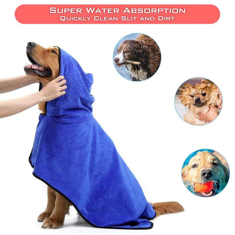 Super Absorbent Soft Towel Robe Dog Cat Bathrobe Pet Coat