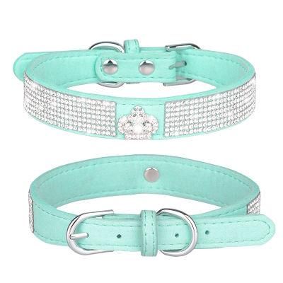 Strong Diamond Dog Collar Cute Microfiber Prong Collar for Dog and Cat