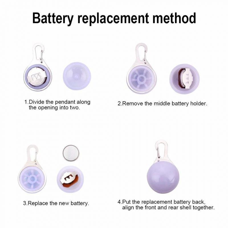 Dog Cat Pet Collar Light 6PCS, Waterproof LED Dog Collar Safety Night Walking Lights Keychain with Stainless Steel Carabiner, ID Tags, Battery Included (6 PCS)