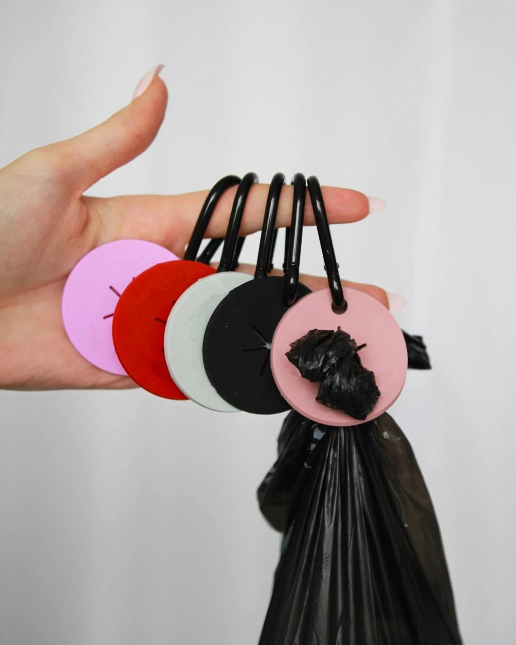 Customized Logo & Color Dog Poo Bag Holder PVC Silicone Clip Keychain Keyring, Waste Bag Carrier
