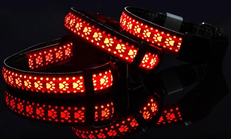 Nylon LED Pet Dog Collar Dogs Luminous Fluorescent Collars Pet Supplies