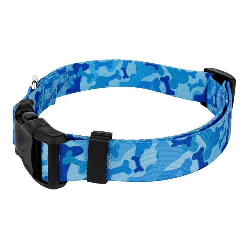 Colored High Quality Camo Ocean Blue Adjustable Buckle Dog Collar