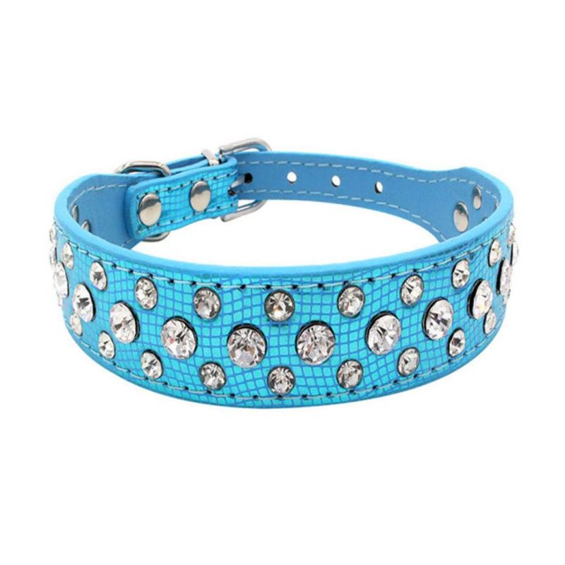 PU Leather Pet Collar with Bling Rhinestone Dog Collar