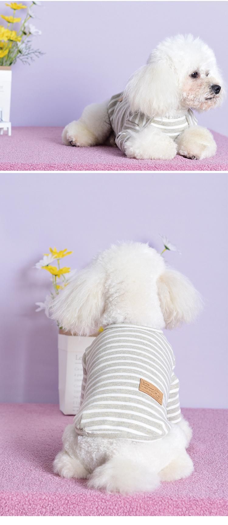 High Quality Dog Pet Clothes Autumn and Winter Clothing Teddy Bichon Stripe Fashion Leisure Clothes