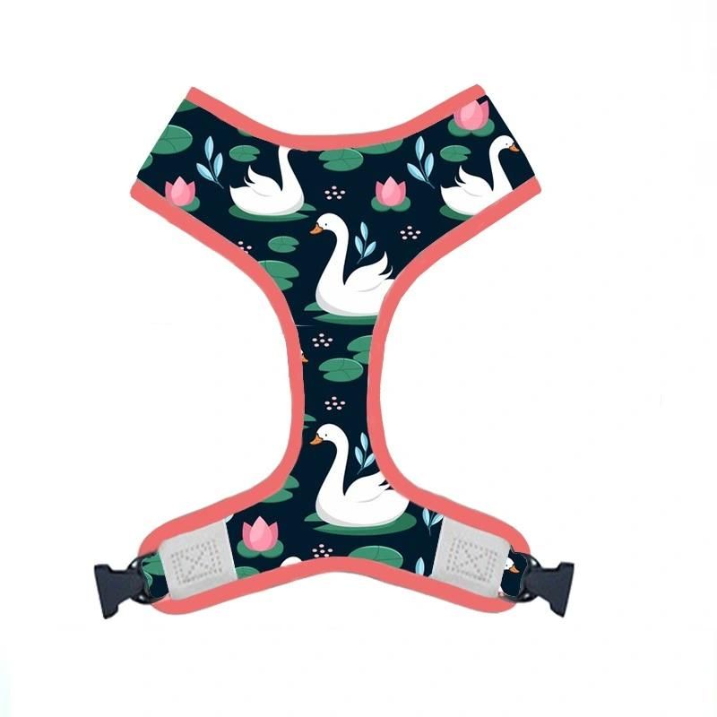 Lovely Girly Flower Flamingo Leaves Printing Soft Reflective Custom Dog Harness