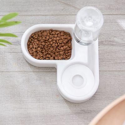 Pet Bowls with Water Bottle Automatic Drinking Dispenser Dual Bowl Puppy Feeder