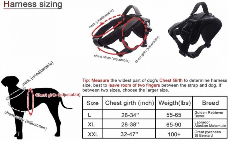 Heavy Duty Soft Padded Highly Reflective Medium and Large Dog Harness