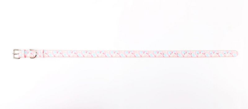 Leather Print Pattern Dog Collar Leash Set