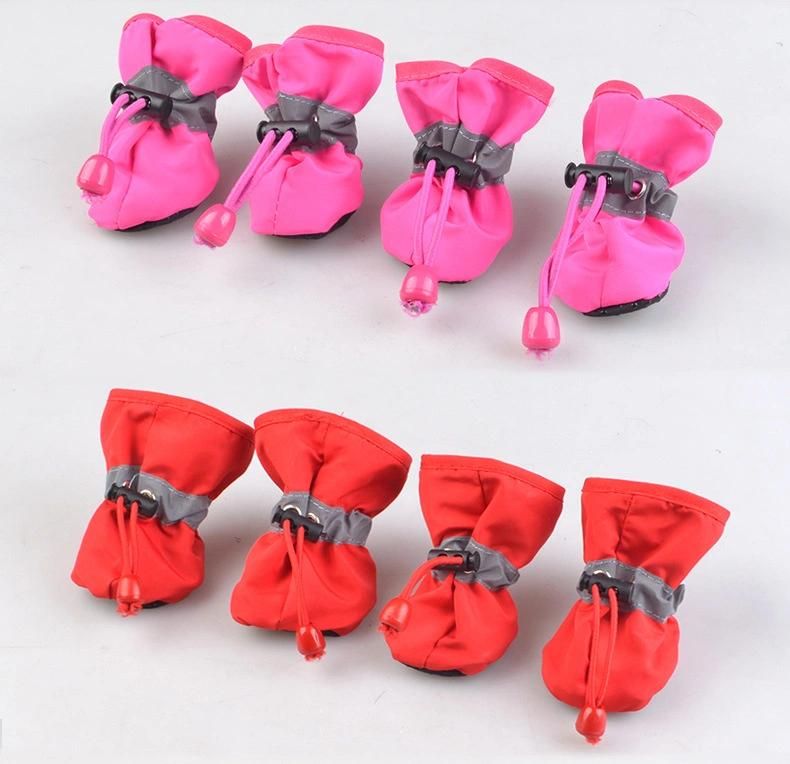 Waterproof Dog Shoes Small Dog Anti-Slip Rain Boots with Reflective Straps Keep Warm Paw Protector for Dogs Walking Outdoor