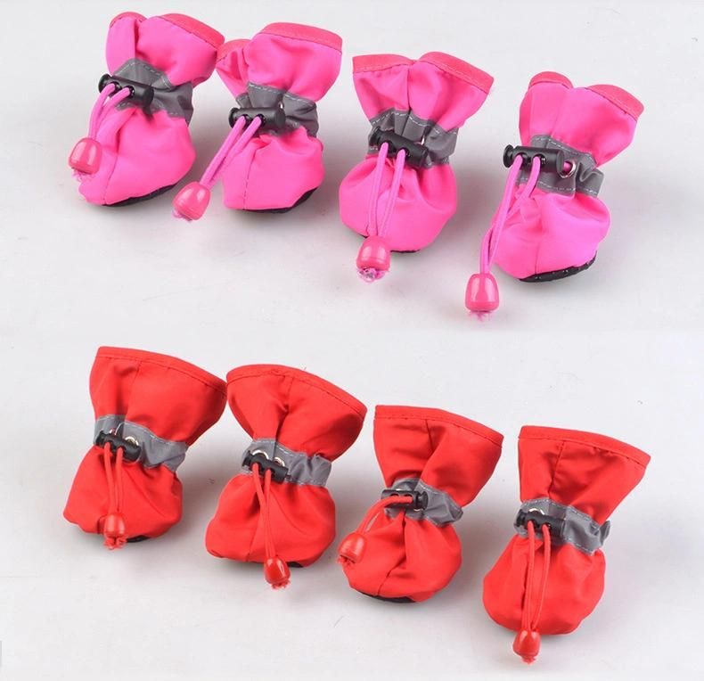 Waterproof Dog Shoes Small Dog Anti-Slip Rain Boots with Reflective Straps Keep Warm Paw Protector for Dogs Walking Outdoor