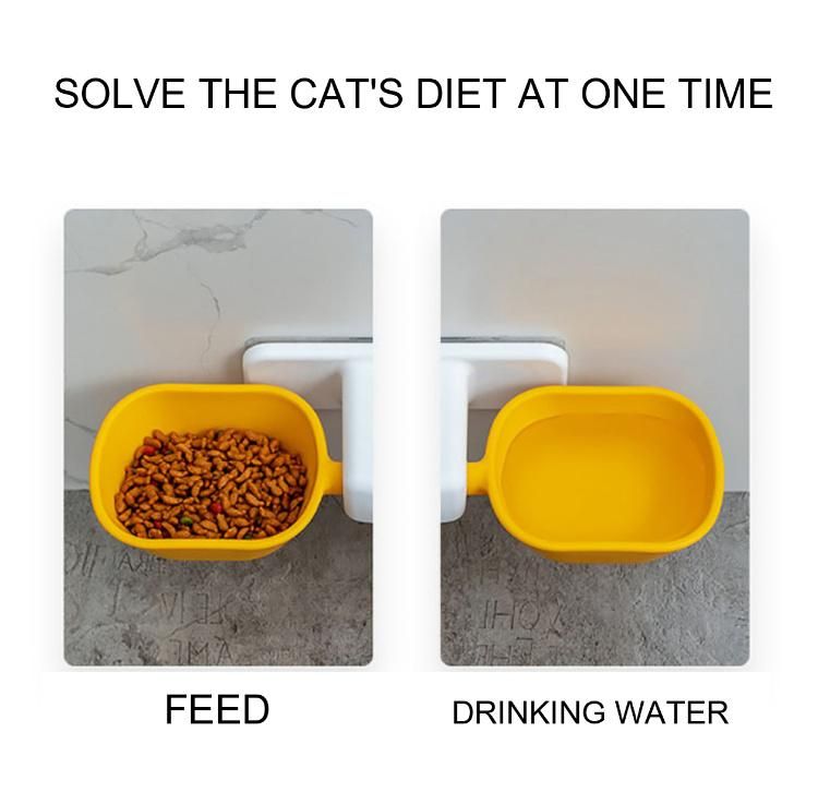 Sublimation Hanging Double Pet Feeder Dogs and Cats Food Bowl Raised with 2 Wall Mounted Acrylic Plastic Pet Bowl