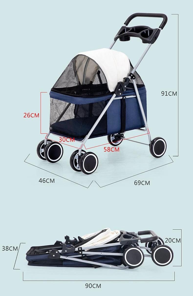 Wholesale Customization Dog Go out Trolley Pet Dog Stroller Separate Folding Car Portable Cat Pet Trolleys