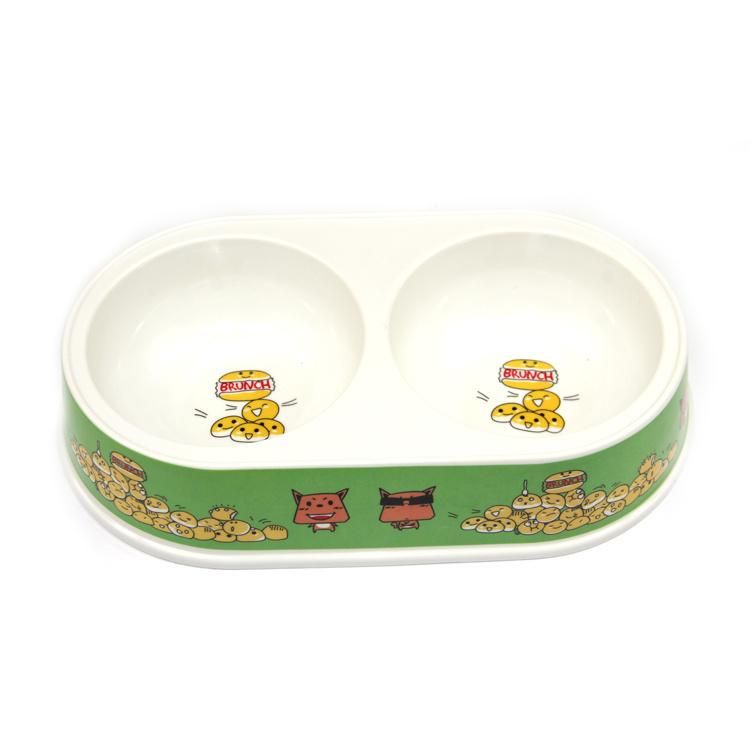 Double Bowl Type Environmental Bamboo Fiber Pet Bowl