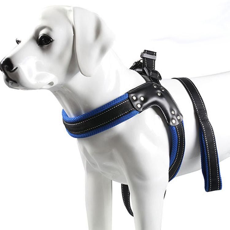 Dog Harness with PU Leather and Rhinestone Decorations Pet Harness Dog Leash Set