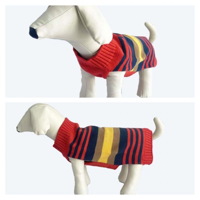 OEM-ODM Sweater Knitted Acrylic Stripe Dog Accessories Apparel Pet Clothes