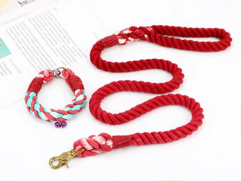 Handmade Braided Cotton Heavy Duty Durable Strong Custom Print Dog Leash Collar