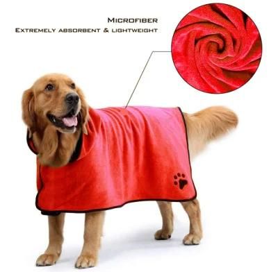 High Quality Wholesale Super Absorbent Soft Towel Robe Dog Cat Bathrobe Grooming Pet Product with Five Colors