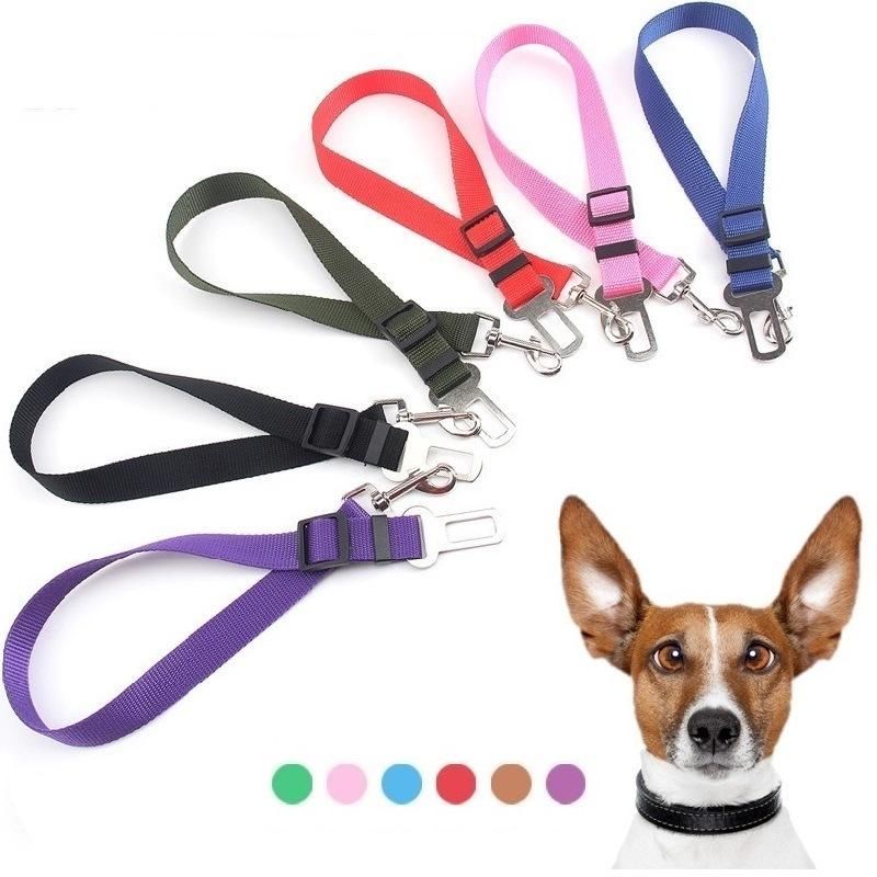 Nylon Fabric Dog Vehicle Seatbelts Safety Adjustable Convenient Dog Seat Belt