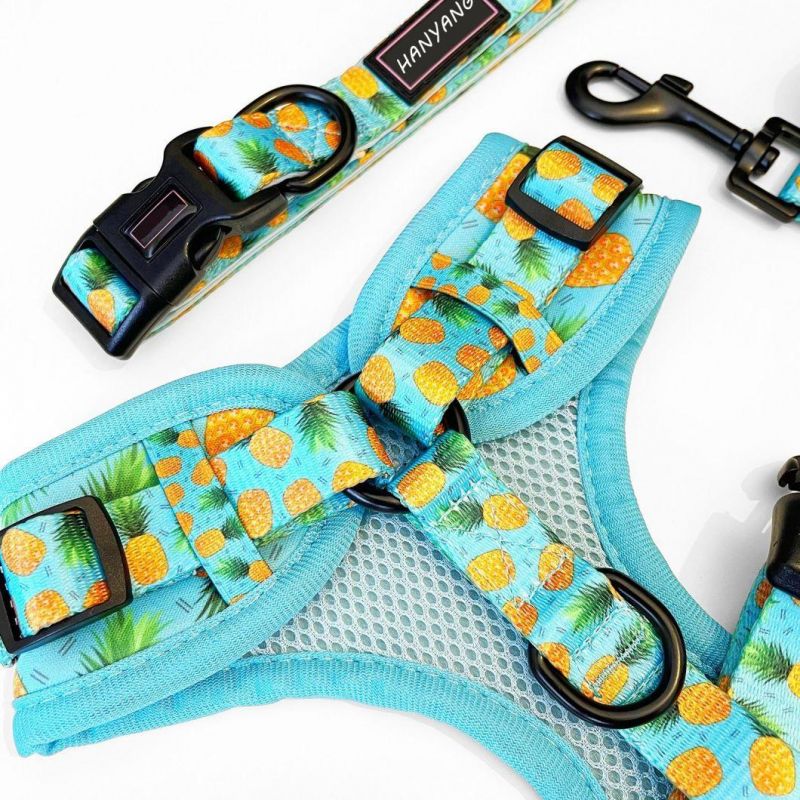 2022 Hot Sale Sublimation Pet Harness Neoprene Custom Design Neck Adjustable Harness Dog Harness