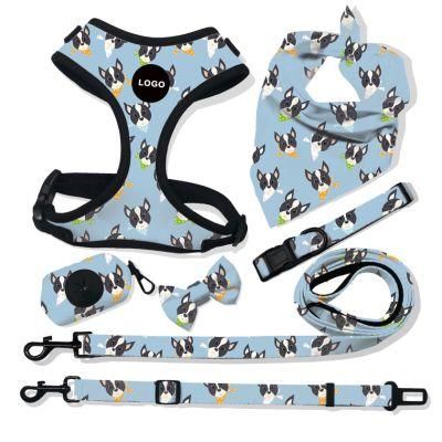 Adjustable Soft Dog Accessories Sublimation Dog Harness Sets Custom Personalized Reversible Pet Accessories