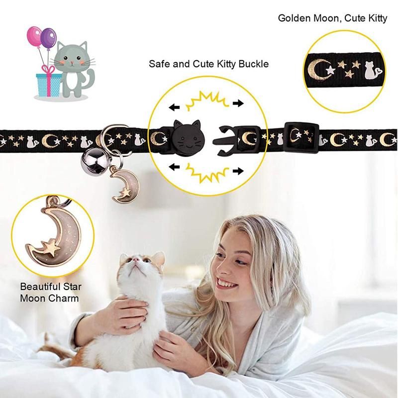 Custom Adjustable Pattern Nylon Pet Cat Dog Collar with Bell