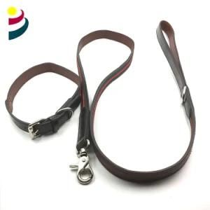 Dog Leash and Dog Collar Leather and Fabric Glued Belt