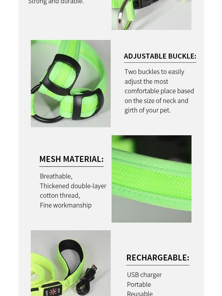 Quality Ventilation Brilla Pet Pecho Espalda LED Strip Dog Harness