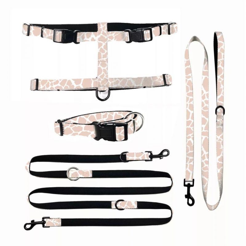 Full Body H Dog Harness Set with Customized Pattern Soft Neoprene Pet Harness Dog Accessories