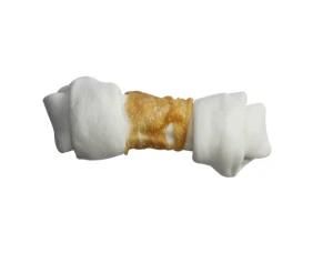3&quot;, 4.5&quot;Chicken Wrapped Bleached Rawhide Knotted Bone, Dog Chew