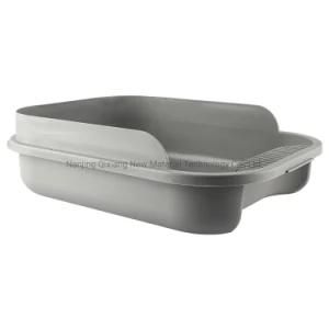 One-Piece Large Splash Proof Cat Litter Tray Gray