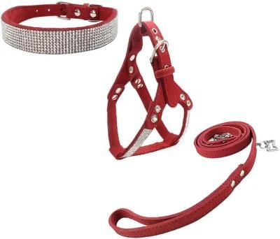Soft Comfotable Dog Collar Leash Harness Set with Diamond