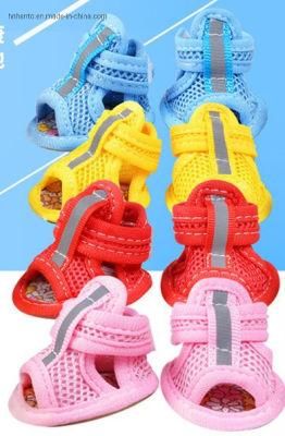 Summer Mesh Breathable Dog Shoes Sandals Non Slip Paw Protectors Reflective for Small Pet Dog Cat Puppy