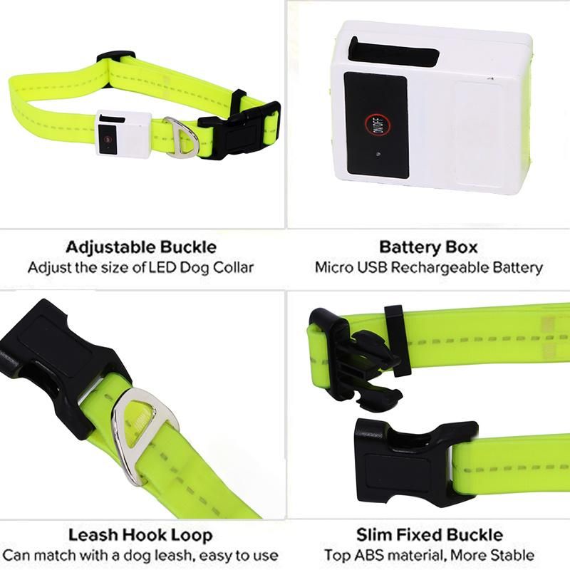 Adjustable Waterproof LED Webbing, Replaceable Battery, 3 LED Flashing Mode, Soft PVC Pet Necklace, Glowing at Night, Safe & Durable LED Dog Collar