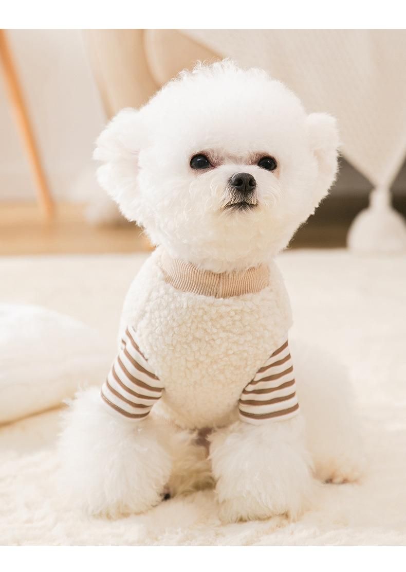 Autumn Winter Dog Striped Design Fleece Thin Velvet Cat Clothes Small Dog Clothes