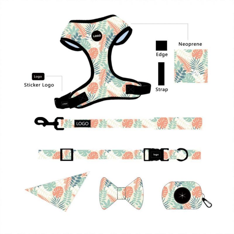 2021 Wholesale Pet Supplies Dog Harness Leash Set Custom Sublimation Dog Harness Pet Collars and Leashes Vest Bravecto for Dog