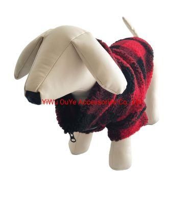 Customized Fashion Windproof Warm Zip Lamb-Fleece Soft-Lined Checker Plaid Coat Dog Accessories Apparel Pet Clothes