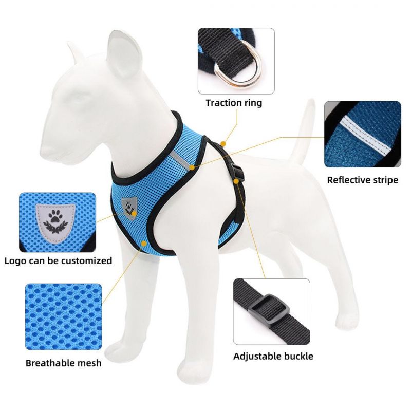 Pets Soft Breathable Air Mesh Reflective Bands Safe Comfortable Dog Harness