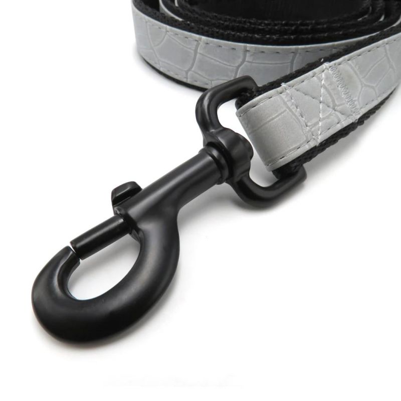 Durable PU Crocodile Grain Tensile Strength Luxury Nobility High Quality Dog Collar Dog Leash