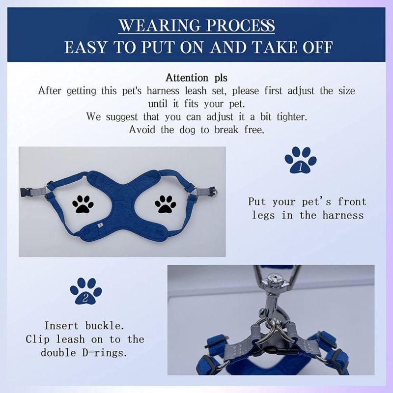 Pure Blue Color Pet Harness Soft Suede Dog Harness