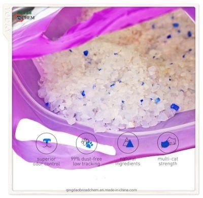 Bulk Crystal Silica Gel Cat Sand Granular 1-8mm White with 3% Blue 6L Non Clumping Dust Free Odor Control Pet Cat Litter