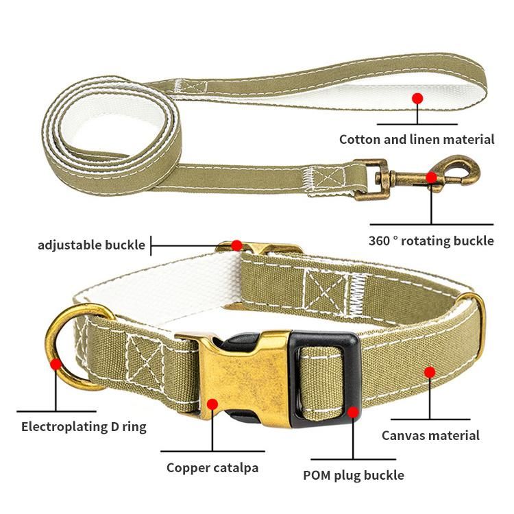 Degradable Eco Friendly Recycled Materials Comfy Canvas Bamboo Fiber Hemp Cotton Dog Collar and Leash